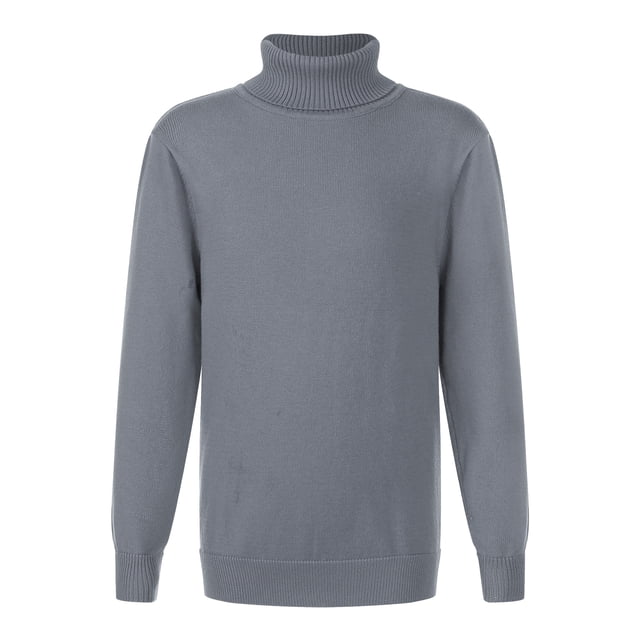 RUNQHUI Enfants Garçons Filles Hiver Chaud Côtelé Col Roulé Manches Longues Tricoté Chandail Chandail Hauts Blouse Gris 130
