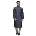 thumbnail image 1 of Atasi Mandarin Collar Printed Satin Slub Traditional Kurta Set For Men, 1 of 1