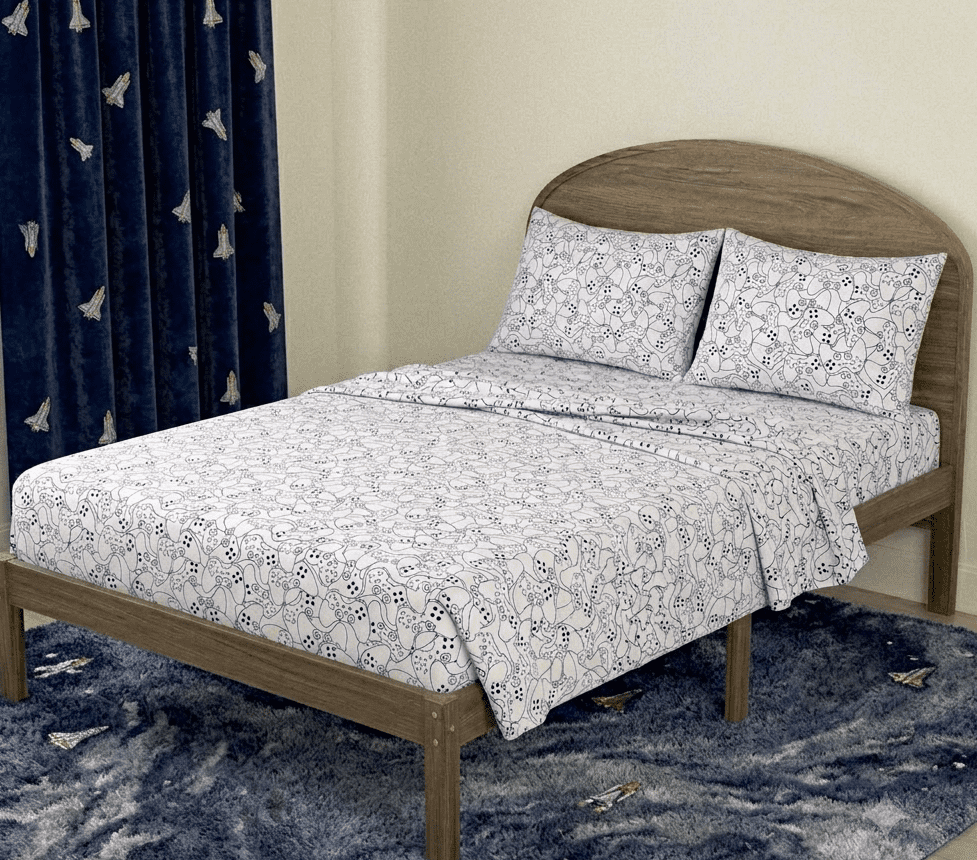 Mainstays Kids 220TC Cotton Gamer Double, 4 Piece Sheet Set