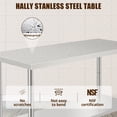 thumbnail image 2 of NSF Stainless Steel Work Table - 60x24x35 Inch - Adjustable Undershelf, Heavy Duty, Tool Hooks, Straight Edge, No Casters, No Backsplash, For Restaurant & Kitchen, 2 of 6