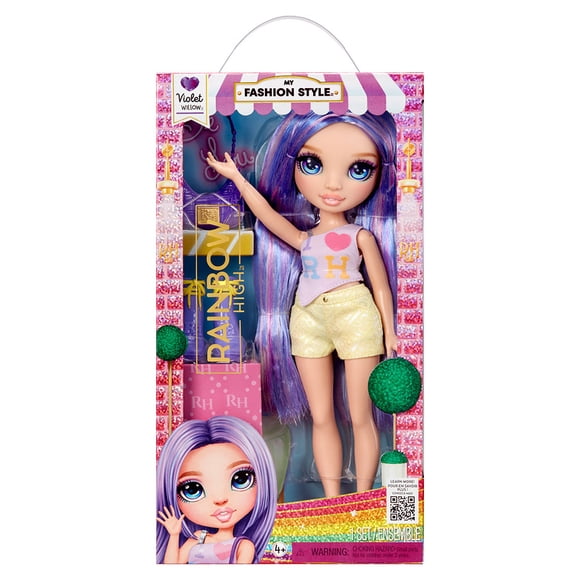 Rainbow High My Fashion Style Violet, poupée-mannequin violette de 11 po (28 cm) avec tenue originale, sac à main élégant, excellent jouet et cadeau pour les enfants de 4 à 12 ans