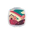 thumbnail image 1 of Miroir de Poche Compact Portable Motif Paysage Maison de Dessin Animé Double Face en Verre, 1 of 3