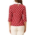 thumbnail image 3 of INSPIRE CHIC Blouse à Col Peter Pan Contrastant pour Femmes, Rentrée Scolaire, Manches 3/4, Chemises, m Rouge Blanc, 3 of 7