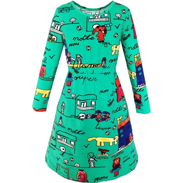 Robe Fille Dessin Animé Mains Cœur Chien Imprimée Décontractée 4 Ans