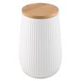 thumbnail image 4 of Thyme & Table, Large Ceramic Ribbed Kitchen Organization Canister with Bamboo Lid, White, 4 of 6