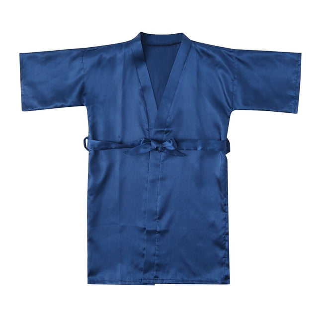 Diufon Peignoir pour Tout-Petits Enfants Bébés Garçons et Filles Manches 3/4 Col en V Peignoir en Satin Décontracté Maison Nuisette à Lacets
