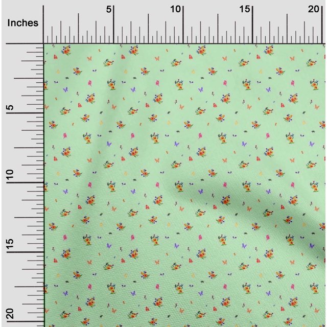 oneOone Organic Cotton Poplin Twill Fabric Leaves|Insect & Flower Floral Print Sewing Fabric BTY 42 Inch Wide