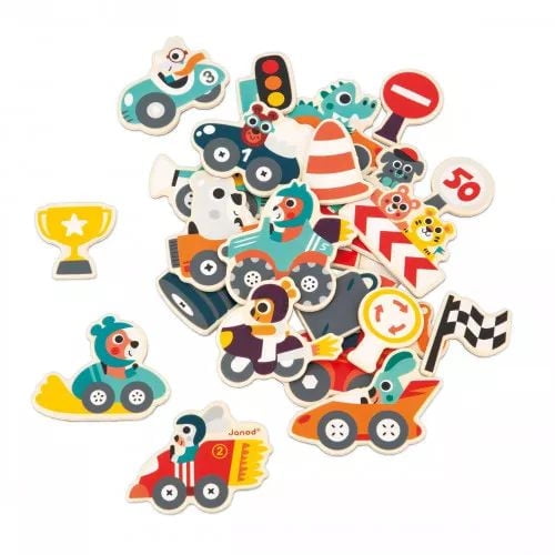 Janod Wooden Magnets - Imagination and Creativity Sets (Vehicles) - 2 to 5 years old