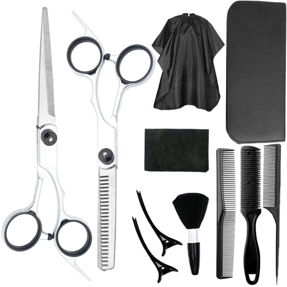 Hearth & Gear Hair Cutting Scissors Set Factory Direct Barber Shears Thinning Texturizing &Blending Scissors Haircut Kids Baby Lights Hair Comb Spray Coolant And Guard Holder Haircut Apron Trimmers