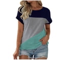 thumbnail image 1 of Birdeem Blouses for Women Womens Color Blocking Round Neck Top Short Sleeved Round Neck Top/Shirt, 1 of 8