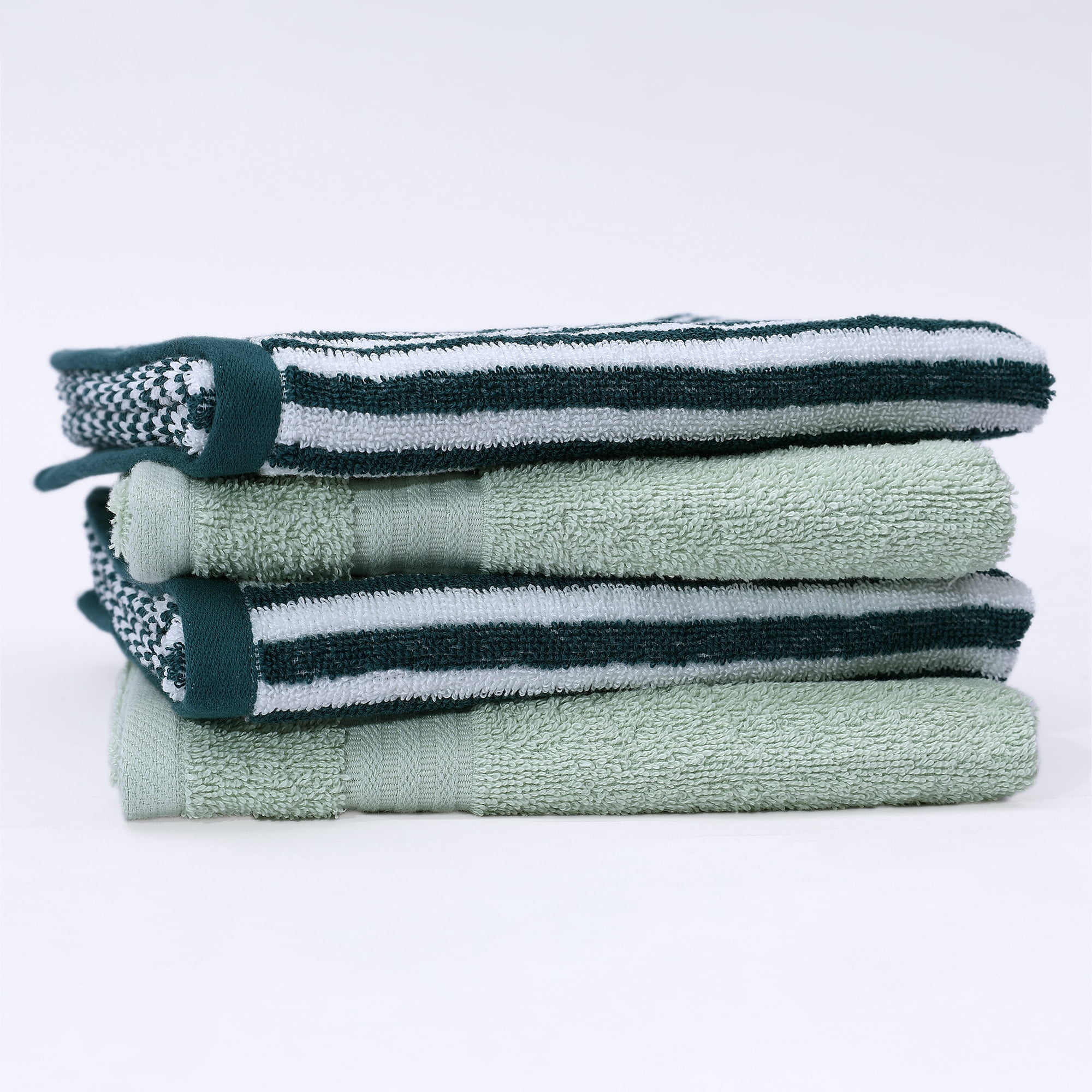 Mainstays – Ensemble de 4 serviettes à mains à rayures sarcelle