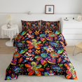thumbnail image 2 of Erosebridal Abstract Groovy Blossoms Bedding Comforter Set, Rainbow Floral Flower Down Comforter, Reversible 2 Pieces, 2 of 7