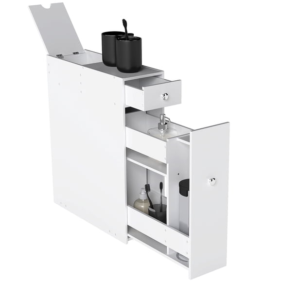 HOMCOM Bathroom Storage Cabinet, Narrow Toilet Paper Cabinet with Drawers