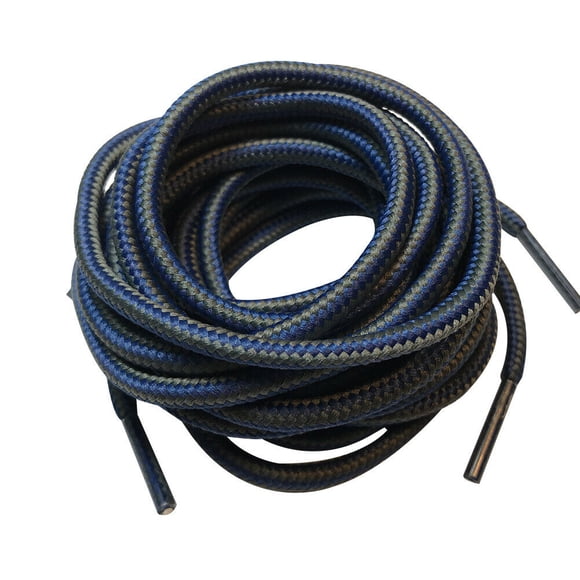 3 Pairs 5mm Thick Heavy Duty Gray/Blue Round Boot Laces Shoelaces for Hiking Walking Work Boots Shoes Men Women 36 39 40 48 54 60 63 72 Inches