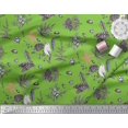 thumbnail image 2 of Soimoi Green polyester Georgette Fabric Floral, & American Robin Bird Print Fabric by Yard 42 Inch Wide, 2 of 3