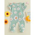 thumbnail image 4 of FAROOT Combinaison pour Bébé Fille, Manches Courtes, Col Ras du Cou, Imprimé Floral, Fermeture Éclair, Barboteuse Décontractée, 4 of 9