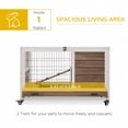 thumbnail image 4 of PawHut Clapier Intérieur en Bois pour Lapin sur Roulettes avec Enclos, Brun, 4 of 10