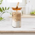 thumbnail image 4 of Heat Resistant Straw Glass Cup 400ML Borosilicate Glass Material Leak Proof Lid Straw Included Transparent Easy Clean for Cold Drinks Juice Milk Coffee Home Office School, 4 of 7