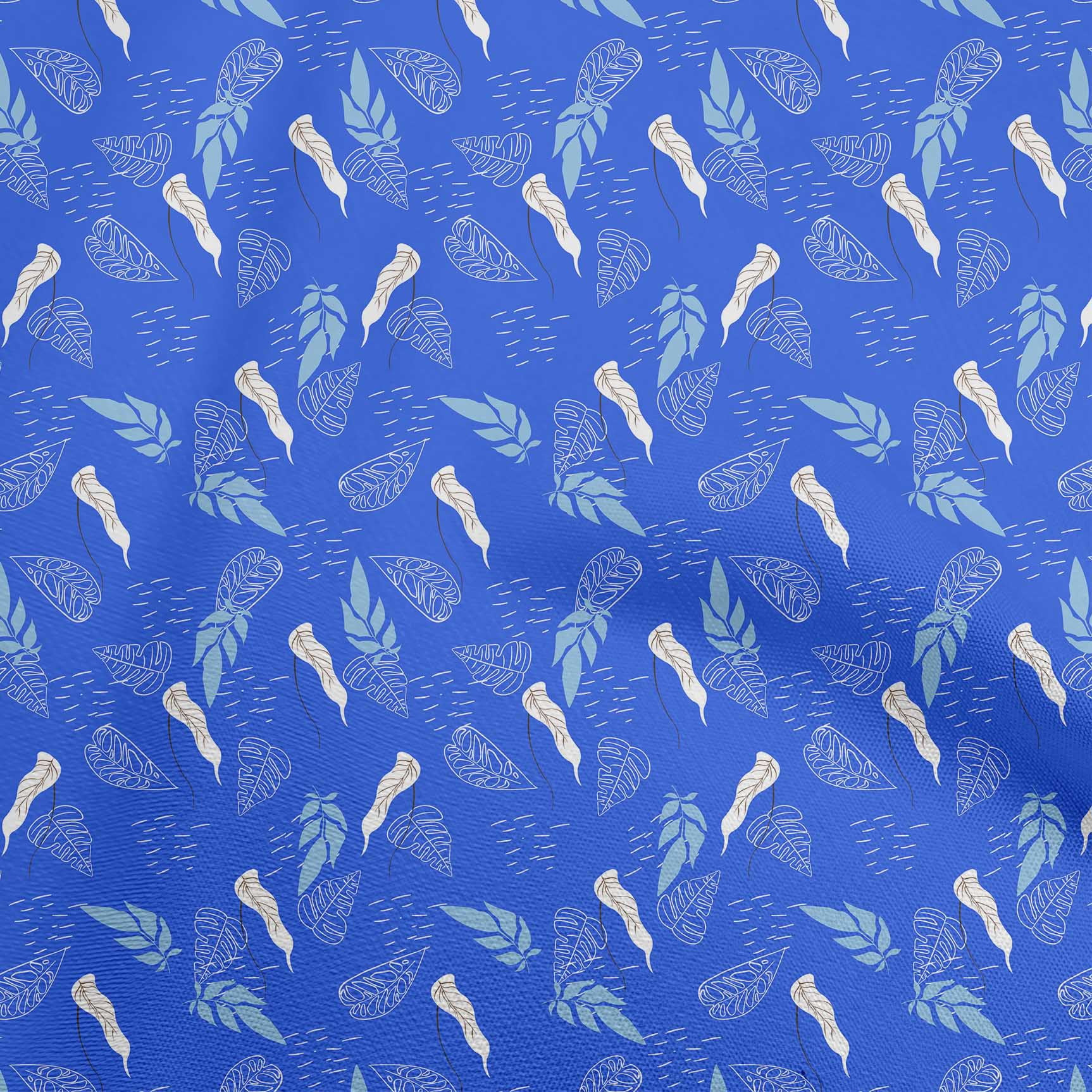 oneOone Velvet Blue Fabric Tropical Fabric For Sewing Printed Craft Fabric By The Yard 58 Inch Wide