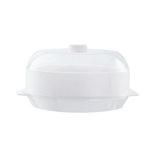 GUOOL Cuiseur Vapeur Rond pour Micro-Ondes Cuisson Rapide Couverture Transparente Empilable Cuisine Blanc Couche Simple