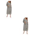 thumbnail image 4 of yingyy 1/2/3 Polyester Robe de Nuit pour Femmes Décontractée de Remplacement Col Rond Manches Longues Double Poche Respirante Peignoir de Maison Vêtement de Nuit Gris G 2 Pcs, 4 of 6