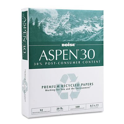 Boise Aspen 30% Recycled 8 1/2 x 11 Inch 20 lb White Office Paper 5,000 Count (054901)