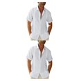 thumbnail image 2 of pitrice Men Shirt Casual Short Sleeve Breathable Replacement Button Down Solid Color Fashionable Home Dating Shirts Top White XL 2Set, 2 of 6