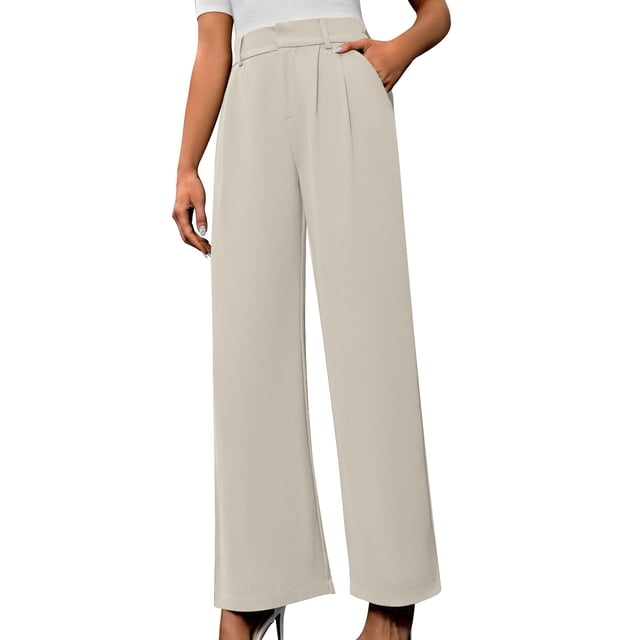 Timegard Work Pants for Women Casual Office Loose Pants Fall Ruched Straight Leg High Waist Trousers