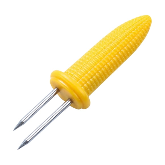 Tip 20 Stainless Steel Corn Cob Holder Skewers With Silicone Handle For BBQ Twin Prong Sweetcorn Holder Fork Hickory Sticks for Drinks Lollipop Stick Sticks Extra Long Fruit Sticks for Arrangements