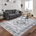 thumbnail image 2 of GlowSol 8'x10' Washable Area Rugs for Living Room Bedroom Vintage Medallion Print Non Slip Low Pile Throw Rugs Soft Foldable Accent Rug, Gray, 2 of 8