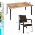 thumbnail image 4 of Costway 5PCS Patio Rattan Dining Set Armrest Chair Wood Table Top Umbrella Hole, 4 of 10