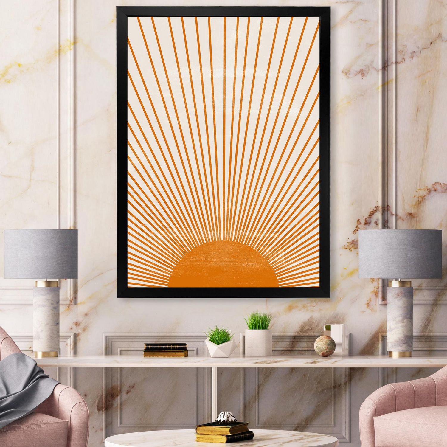 Designart Imprimé soleil orange III Art mural encadré