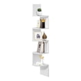 thumbnail image 1 of 5-Tier Floating Corner Bookshelf, Wooden Corner Shelf Wall Mount Plant Display Shelves for Home Office, Living Room, Bedroom, Bathroom, White, 1 of 8