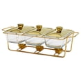 thumbnail image 1 of Rongfmy Réchaud de Buffet pour Aliments Plateaux Chauffe-Aliments 3 Compartiments Plat Rectangulaire Anti-Frottement 1,3 L/1,5 L, 1 of 9