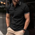 thumbnail image 1 of Jovati Chemise Décontractée à Manches Courtes à Col Rabattu pour Hommes, Tissu en Polyester, Coupe Confortable Respirante, Design Uni, Lavable à la Machine, Épaisseur Standard, 1 of 5