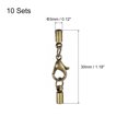 thumbnail image 2 of Unique Bargains 10 Ensembles Embouts de Cordon en Cuir 3mm avec Fermoirs à Griffes de Homard, Terminateurs de Baril, Ton Bronze, 2 of 7