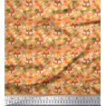 thumbnail image 1 of Soimoi Polyester Crepe Fabric Leaves & Fox Face Cartoon Decor Fabric Printed Yard 42 Inch Wide, 1 of 3