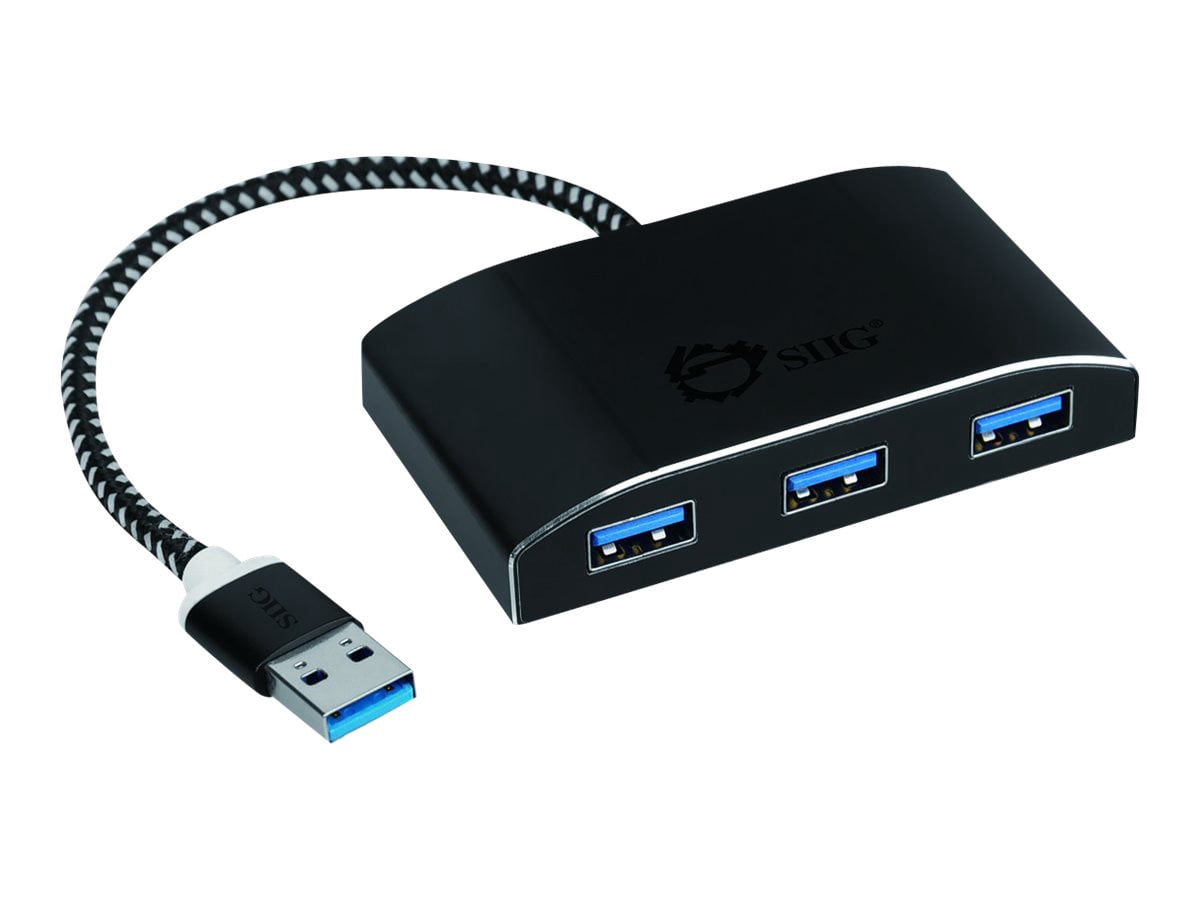 SIIG SuperSpeed 4 Port USB 3.0 Hub With 5V Power Adapter and Woven Braided USB - Powered Hub & Port Adapter
