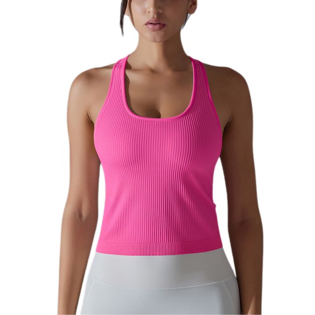 Timegard Yoga Tops for Women U Neck Sleeveless Racerback Stretch Workout Running Tank Top Solid Color