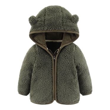 AherBiu Chandails à Capuchon pour Nouveau-Né Fille Garçon à Fermeture Éclair en Molleton Chandails pour Tout-Petits Nourrissons Automne Hiver Décontractés en Flanelle Vestes d'Extérieur