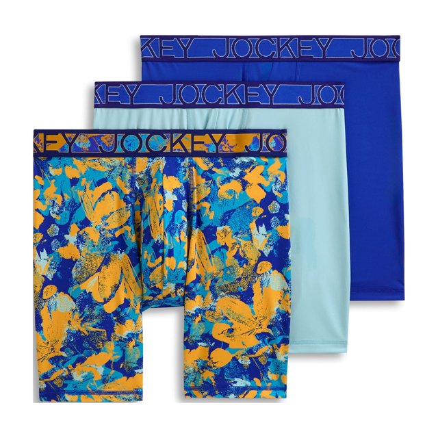 Jockey Men's Active Microfiber 9" Long Leg Boxer Brief - 3 Pack