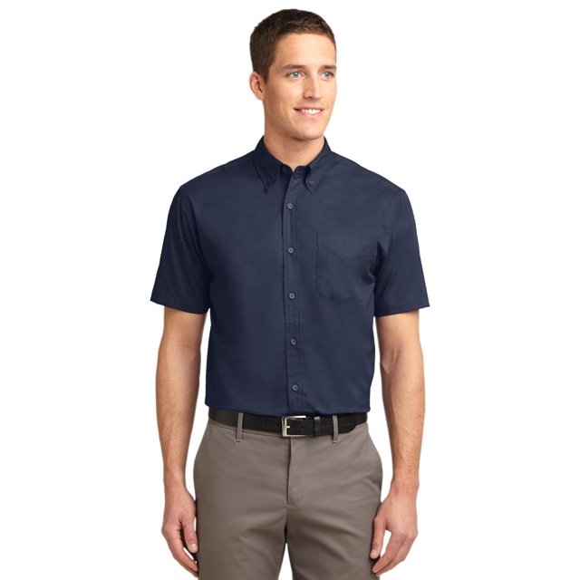 Port Authority Men's Short Sleeve Easy Care Shirt 6XL Navy/Light Stone