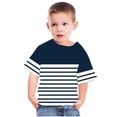thumbnail image 4 of Zwiiyzr T-Shirt Rayé 2025 pour Enfants Col Rond Manches Courtes pour Garçons Filles Bleu-5-6 Ans, 4 of 6