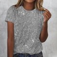 thumbnail image 2 of Amzcrzy Hauts pour Femmes T-Shirts Décontractés à Manches Courtes Hauts d'Été Mode Col Rond Hauts à Sequins pour Femmes Confort Polyvalent Hauts de Sortie Blouses, 2 of 4