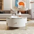 thumbnail image 1 of 31.5" Modern Round Coffee Table with 2 Large Drawers Storage Accent Table for Living Room, Off White, 1 of 9