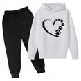 thumbnail image 1 of RXIRUCGD Mode Filles et Garçons Enfants Décontracté Manches Longues Imprimé Hauts Manches Longues Ensemble à Capuche (Blanc, Taille : 9 Ans), 1 of 2
