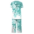 thumbnail image 4 of Ensemble de Pyjama pour Femme Liquidation Ensemble de Pyjama à Manches Courtes pour Femme 2 Pcs Ensemble de Nuit d'Été Imprimé Floral Boutons Col Ras du Cou Pantacourt Ensembles de Pjs Grande Taille Pyjamas pour Femmes Nouveau Bleu Clair G, 4 of 5
