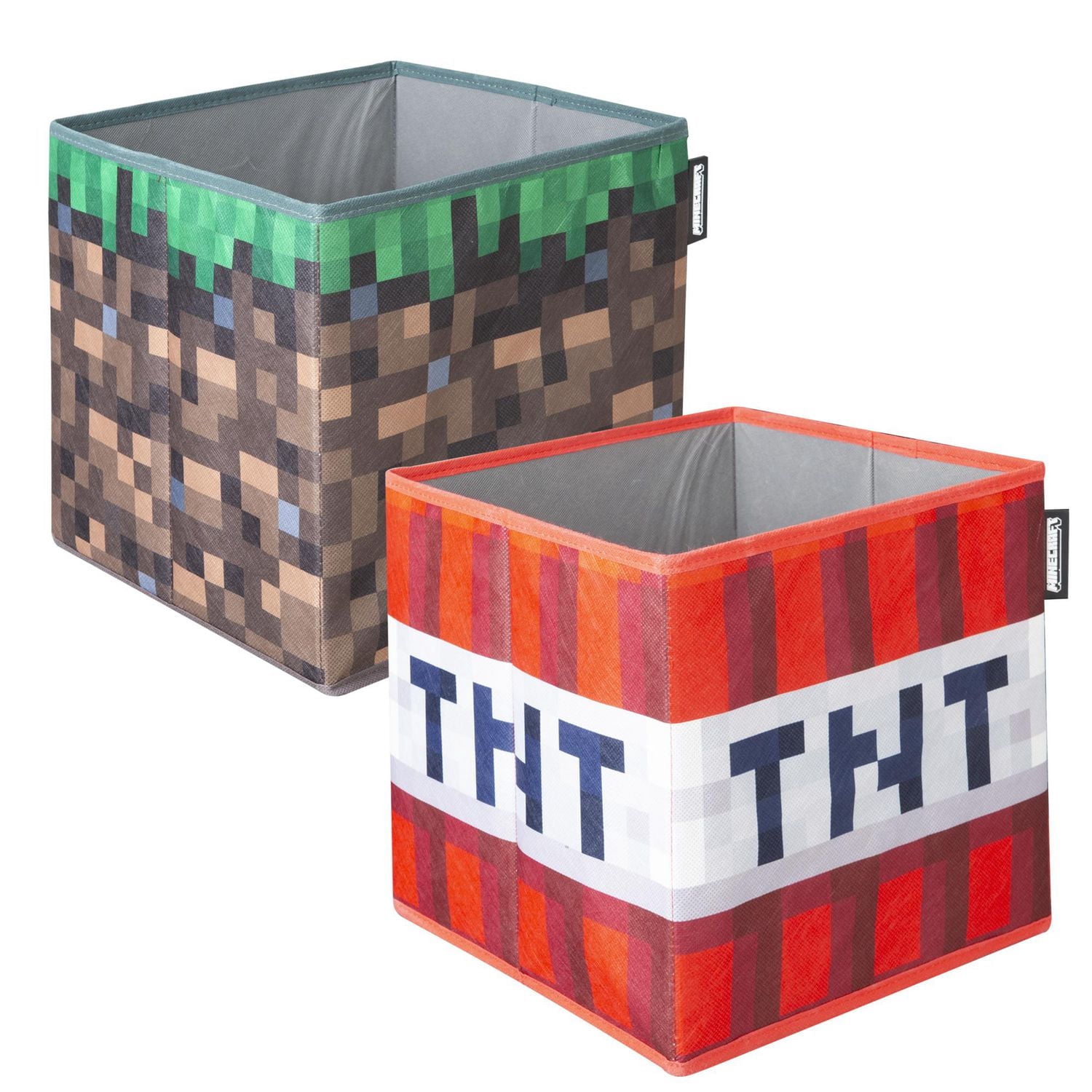 Lot de 2 boîtes de rangement en tissu Minecraft - TNT/BLOCK