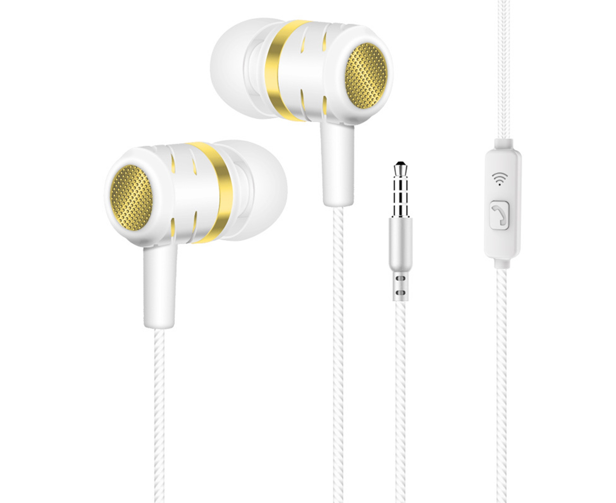 3.5mm Universal Dual Speaker Subwoofer Wired In-ear Earphone Earbuds for Android-Golden