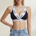 thumbnail image 5 of ManxiVoo Contrast Trim Bralette with Fashionable Letter Detail Comfortable Wireless Triangle Cup Top L Size Black, 5 of 5